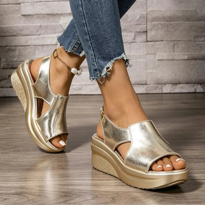 👡 Női ék sarkú szandál – csatos, puha ortopéd talp, valódi bőr 🦶 Enyhíti a fájdalmat, támasztja a lábat – kényelem egész nap! ✨