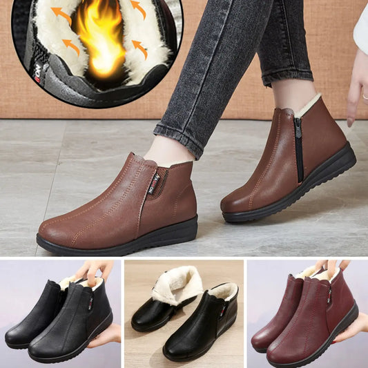 🔥Időkorlátos akció【35-41 méret】🥾Divatos meleg puha talpú valódi bőr téli csizma