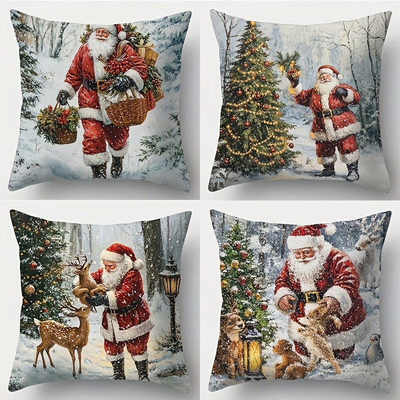 🎅¡Oferta navideña! 49% de descuento🎄Fundas de almohada con temática navideña [Juego de 4] 4167571