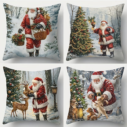 🎅¡Oferta navideña! 49% de descuento🎄Fundas de almohada con temática navideña [Juego de 4] 4167571