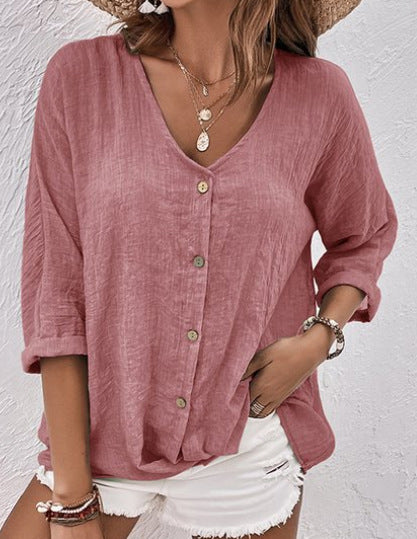 👚 【S–3XL】Női alkalmi V-nyakú ing – kényelmes, elegáns és könnyen kombinálható