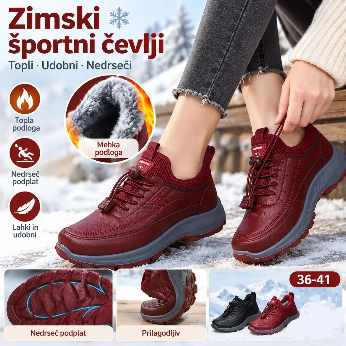 🔥 Nové dámské zimní zateplené boty s měkkou podrážkou, voděodolné a protiskluzové