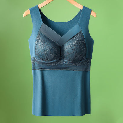 🔥❤️【40-100 komada】Ženski topli jesensko-zimski baršunasti prsluk od čipke s ugrađenim jastučićem za prsa 4130254