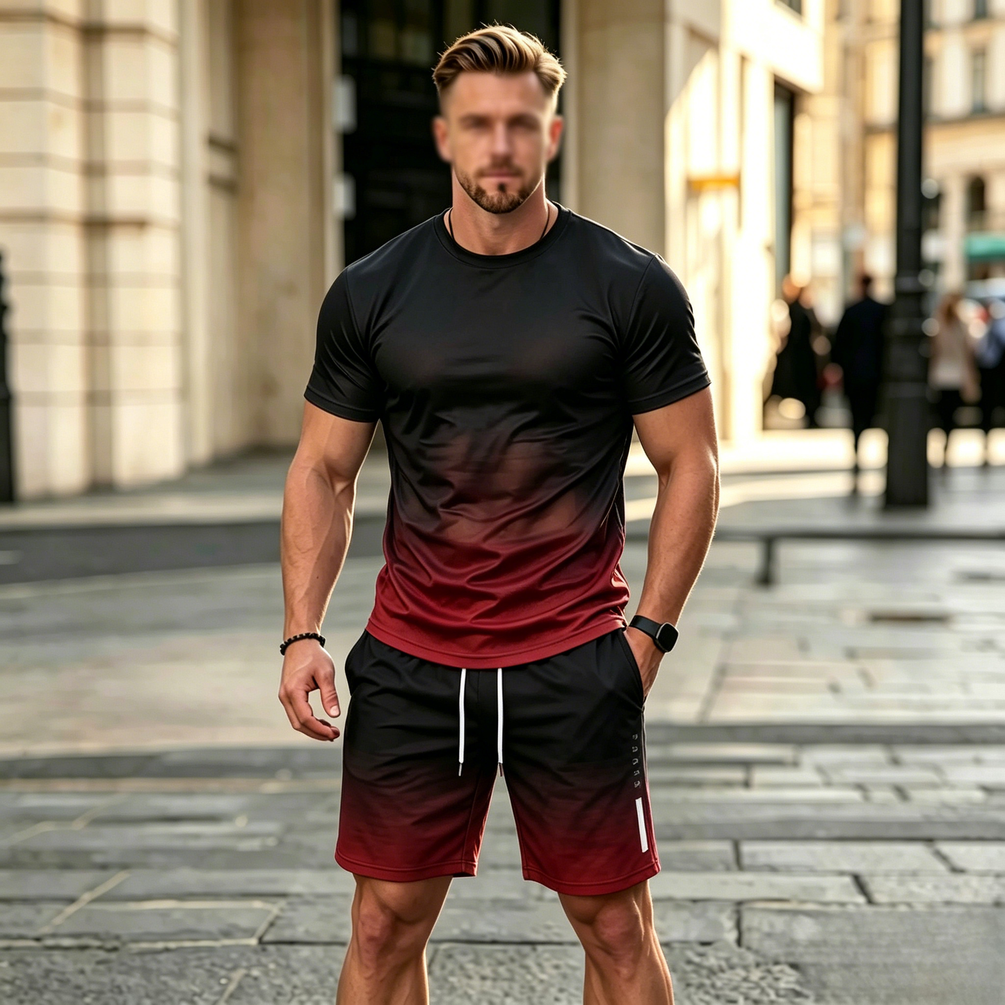 💥【S-6XL】Kontrasztos színű sport szett | Gyorsan száradó, rugalmas, nyári sokoldalú férfi szett