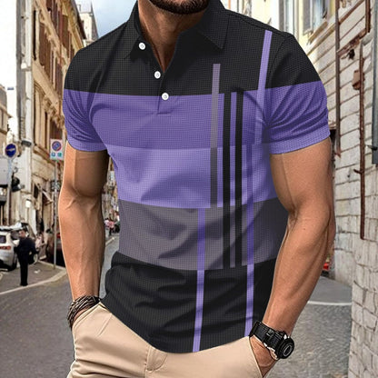 💥Sezónní nabídka 👕Pánské polo tričko s pruhy, krátkým rukávem a límečkem (S-5XL)