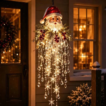 🎄🎅 Vánoční závěsná LED lampa se sněhovou vločkou a křišťálem | Kouzelná záře na verandu ✨