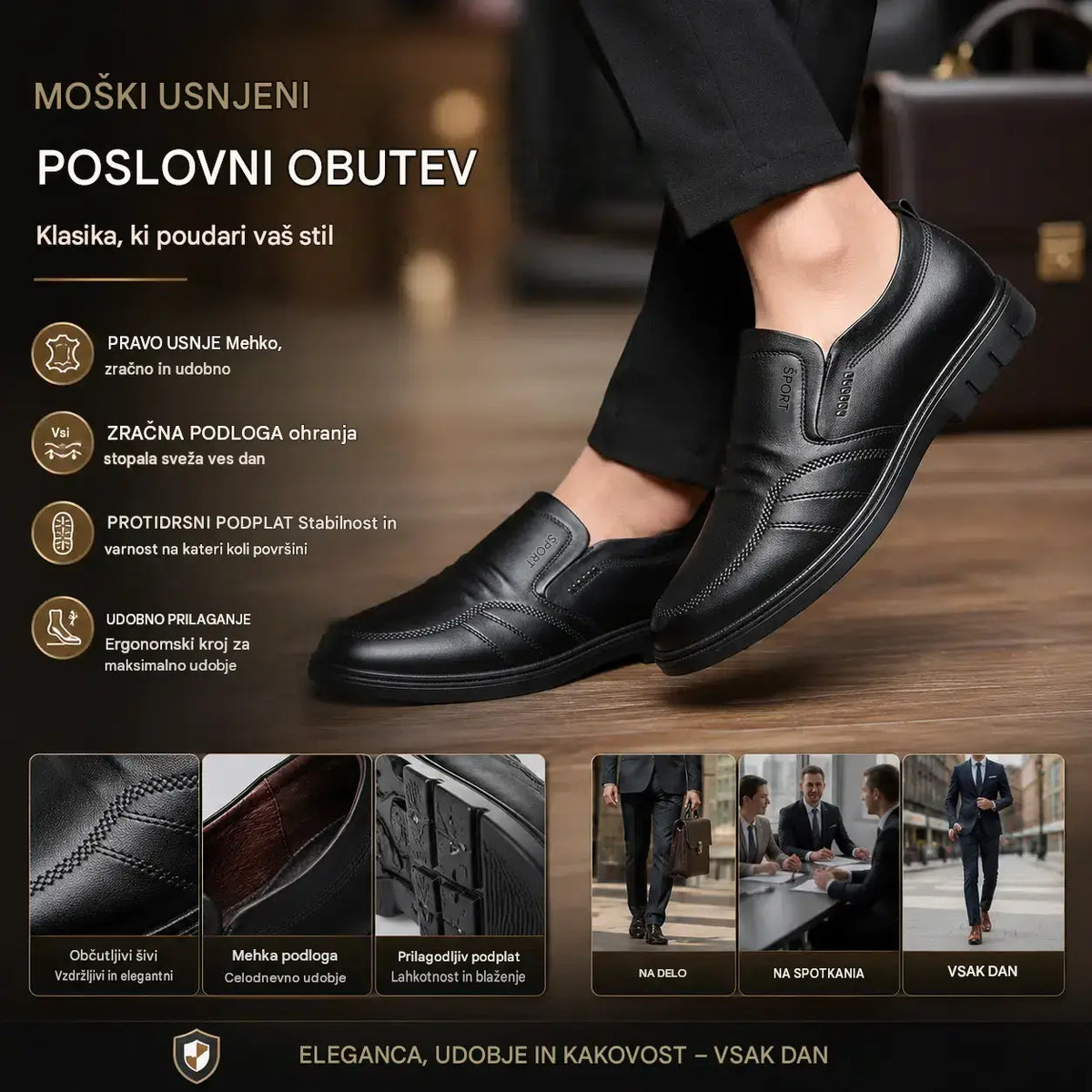 👞🔥【39–44】Moški poslovni čevlji iz pravega usnja z udobnim, mehkim podplatom – primerni za številne priložnosti.