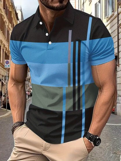💥Sezónní nabídka 👕Pánské polo tričko s pruhy, krátkým rukávem a límečkem (S-5XL)