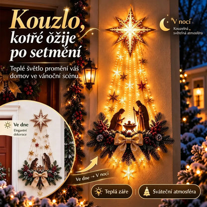 🎄✨Světelná nástěnná dekorace s vánoční scénou💡