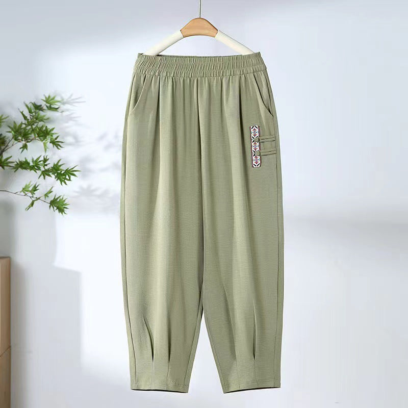 【M-4XL】 Nowe letnie cienkie bawełniane spodnie lniane z dziewięcioma punktami 3986376
