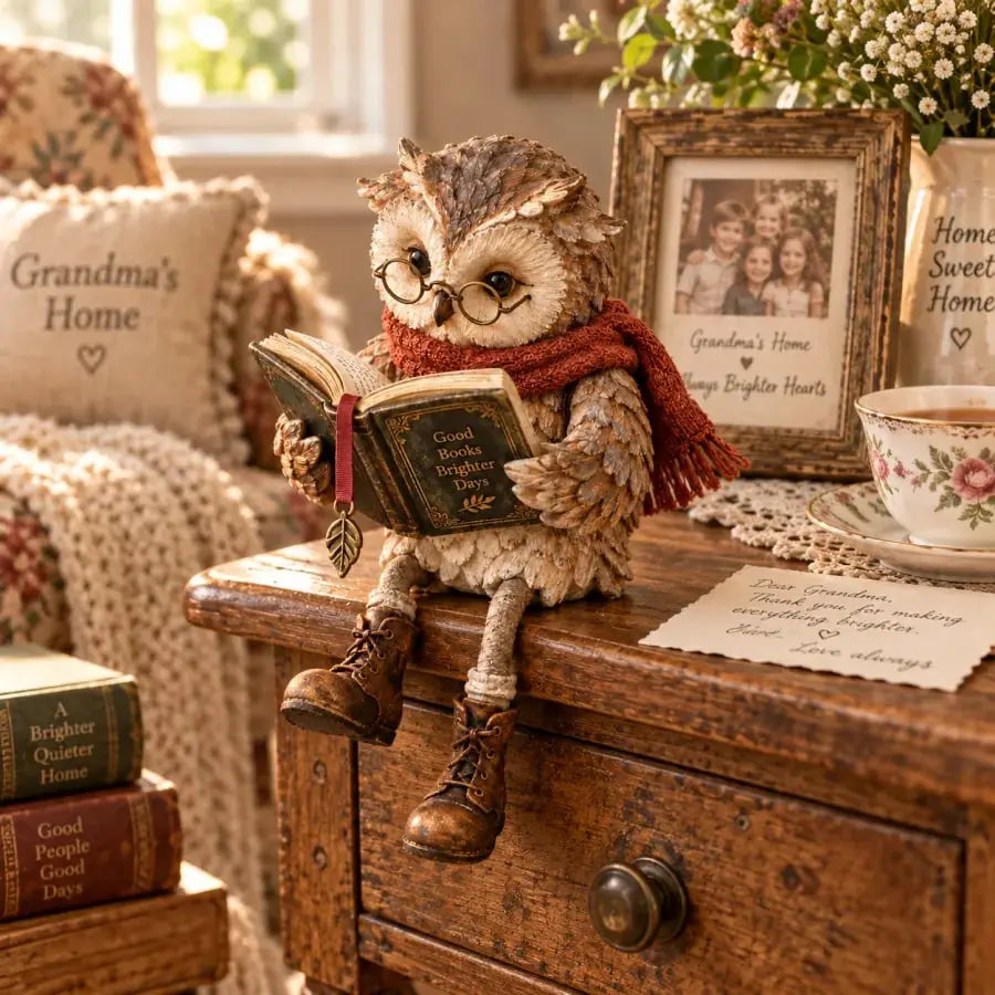 💥⏳ Sleva 50 % po omezenou dobu! 🦉 Rozkošná figurka sovy, která čte