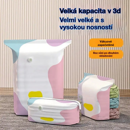 👝⏳【Sada 5 kusů】 Velký, stlačitelný vakuový úložný sáček: není potřeba pumpička, nepropustný a ideální pro úsporu místa v kufrech i doma