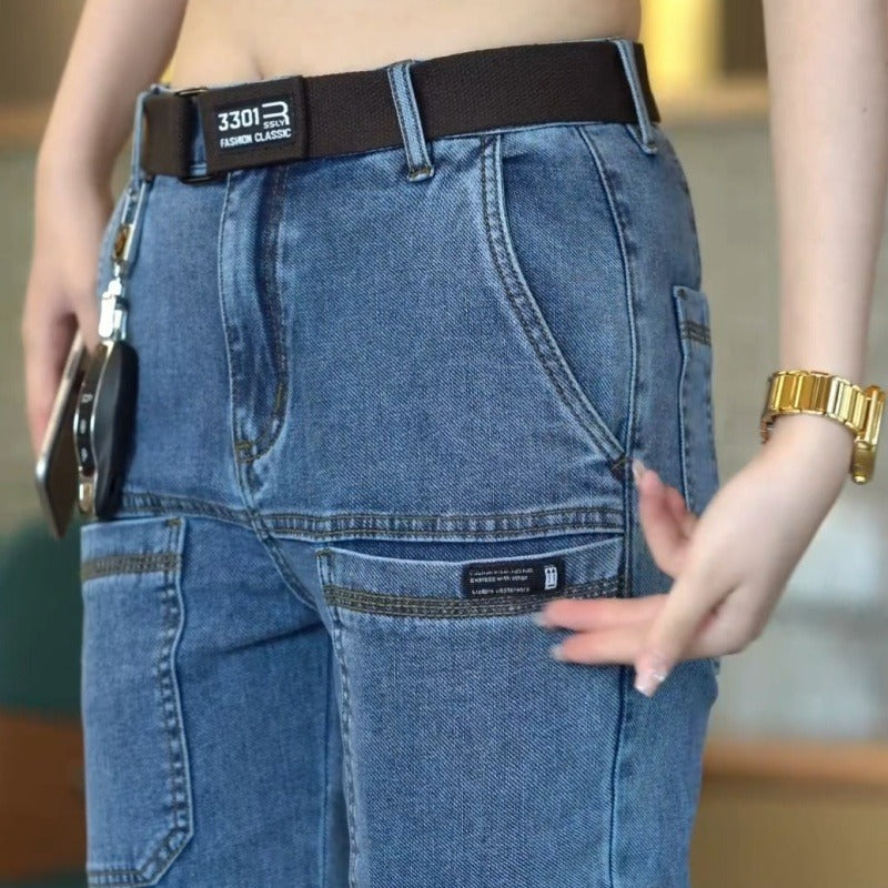 👏🔥【Bestsellerowy produkt】👍【28-38】👖👖Trwałe męskie jeansy o prostych nogawkach z wieloma kieszeniami.-4203502