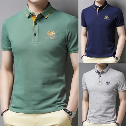 🔥🔥👔【Kup 1, a 1 otrzymasz gratis】【50-105kg】2025 Męska koszulka polo z haftowanymi klapami-3942006