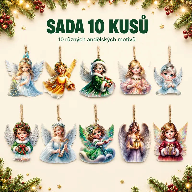 🎁👼【10 ks】Roztomilé vánoční andělské ozdoby – lze zavěsit na vánoční stromeček nebo do auta, novinka roku 2026