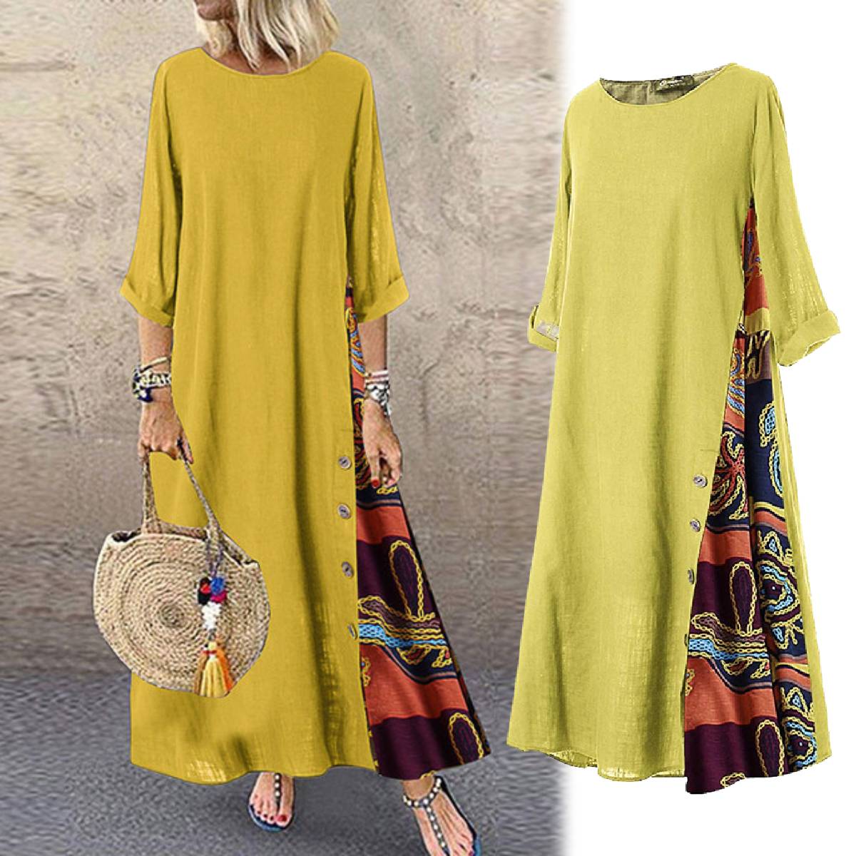 ✨💕【M-5XL】2025 Lato Nowa Damska Elegancka Retro Casualowa Sukienka Z Nadrukiem