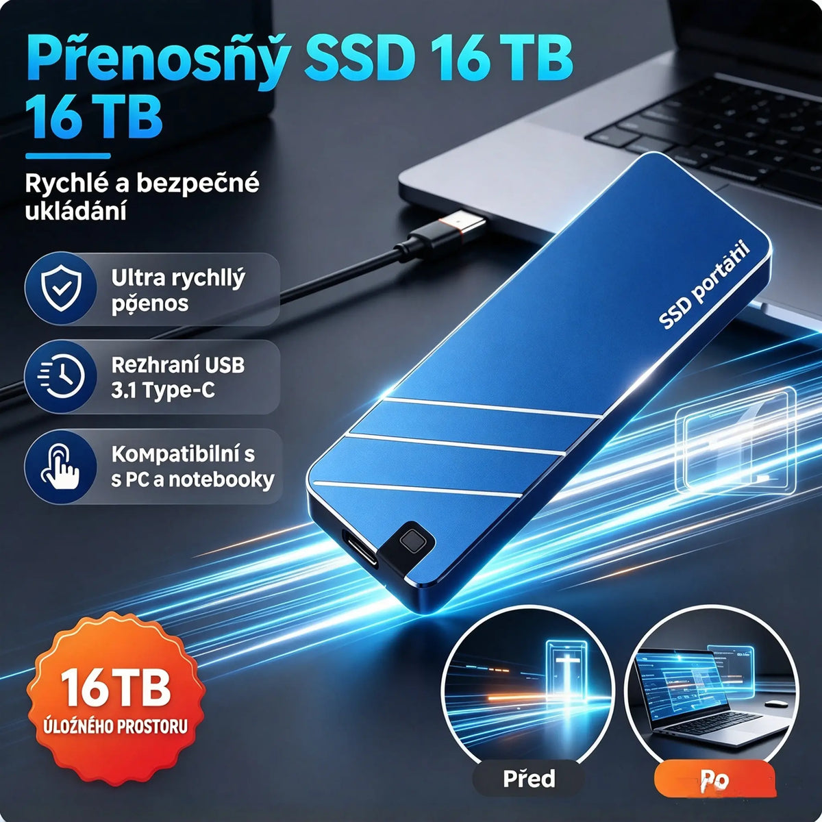 ⚡Přenosný vysokorychlostní externí pevný disk s velkou kapacitou