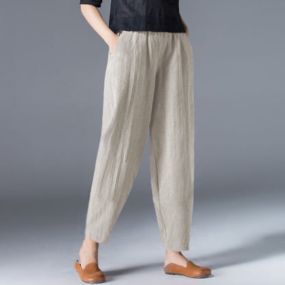 💥🔥【S-5XL】✨💕 Dámské módní ležérní kalhoty s vysokým pasem, vyrobené z čisté bavlny