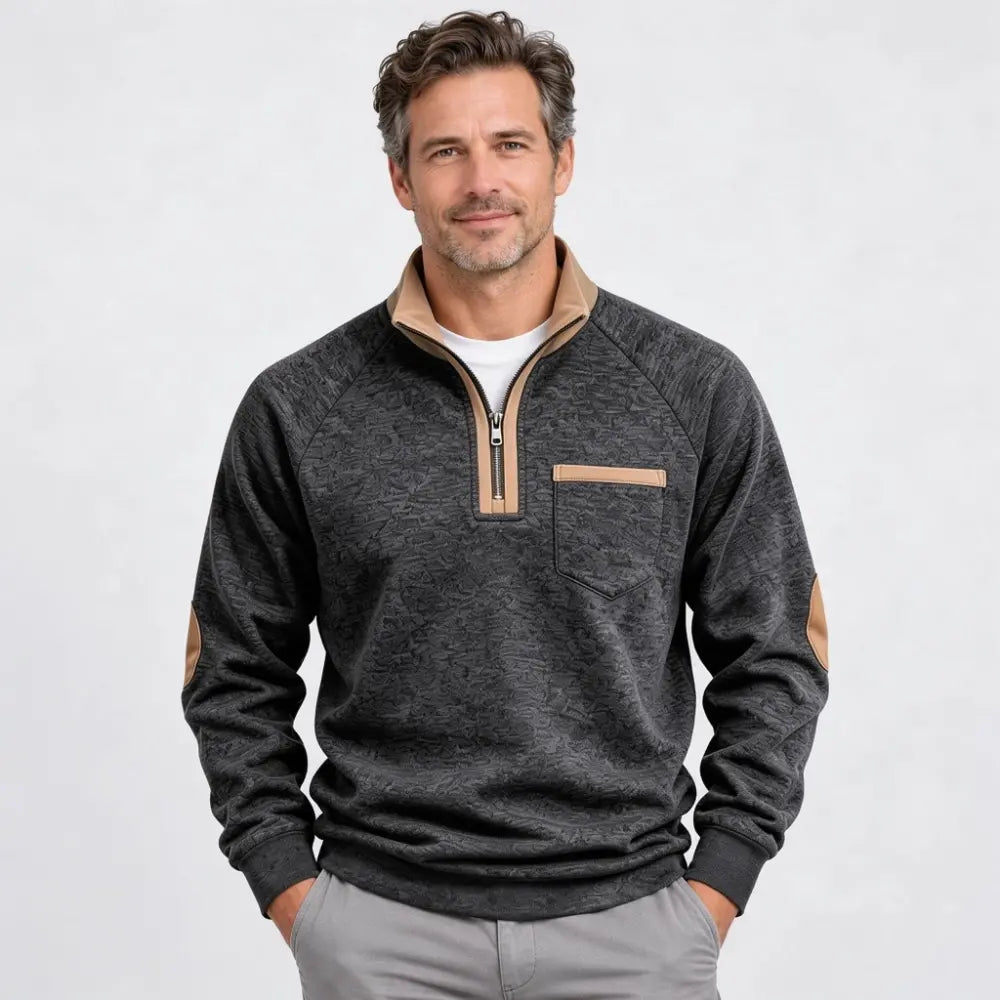 ✨🧥【S–3XL】Pánská zateplená mikina s polovičním zipem a kontrastními detaily – retro styl, pohodlný střih a hřejivý materiál.