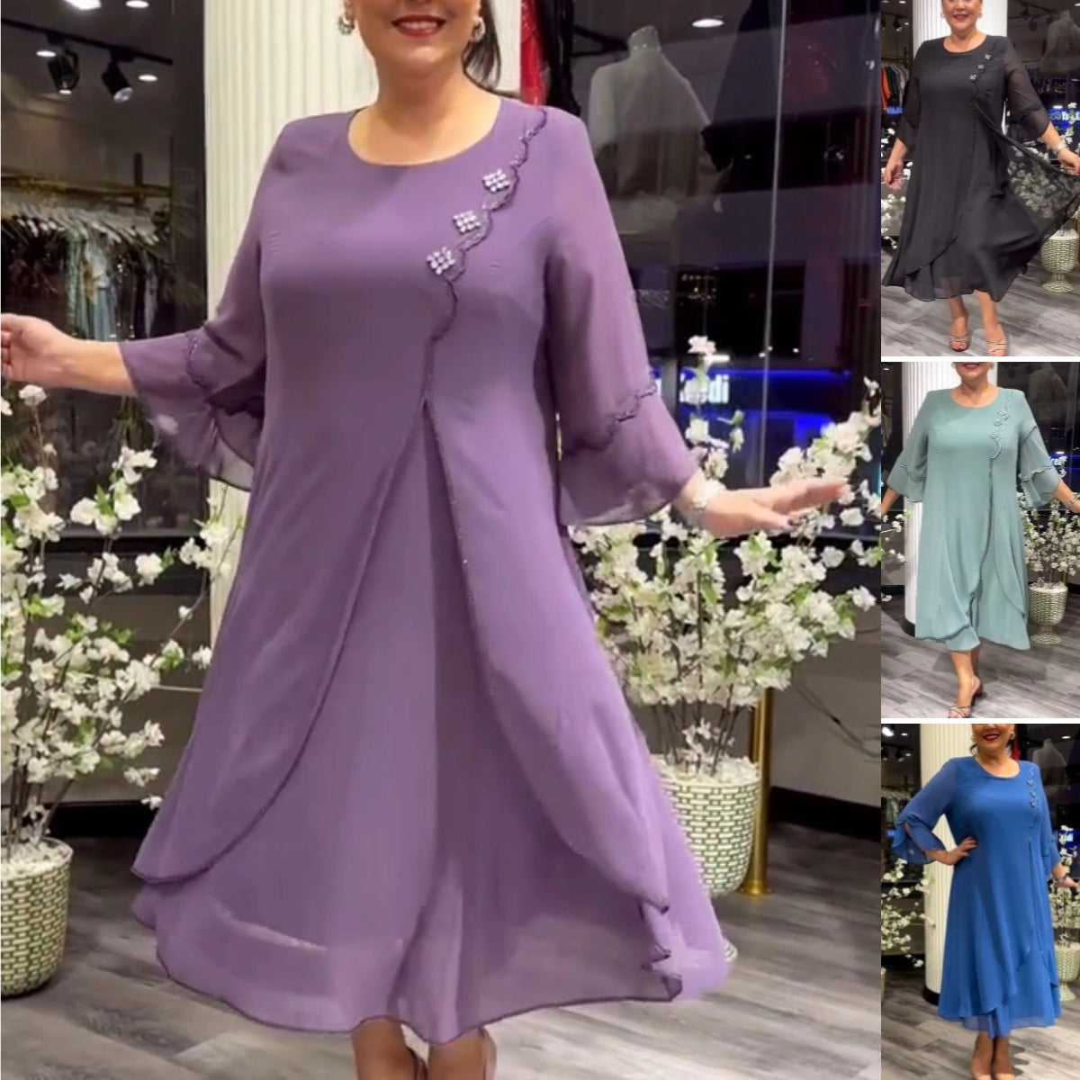 💟👗【S-5XL】2025 Nowe sukienki z szyfonu wysokiej jakości-4099916