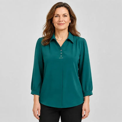 👚 Elegantna majica s polo ovratnikom – klasičen ovratnik, ohlapen kroj, na voljo tudi v velikostih plus size (XL–6XL); mehak in zračen material, idealen za pomlad in jesen.