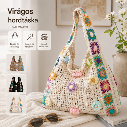 📢📢 Féláron! ⏰ Női boho horgolt táska – kézzel készített, egyedi design ✨