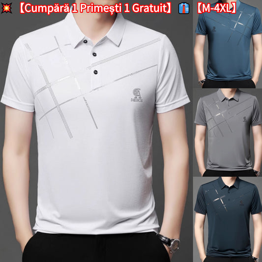💥【Kup 1, a 2 dostaniesz gratis】👔【M-4XL】2025 Nowa męska casualowa koszulka polo z jedwabiu lodowcowego-4019142