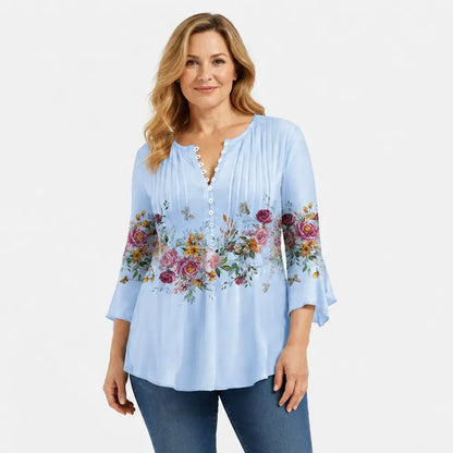 🌸😍 Časově omezená nabídka【S–5XL】 Letní dámské módní tričko s potiskem a výstřihem do V – prodyšné a pohodlné.