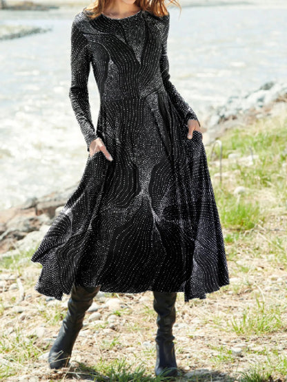 [Ograniczony czas 50% rabatu] [S-5XL] Klasyczna sukienka w stylu retro z długimi rękawami