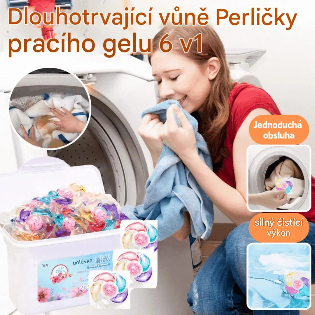 ✨💭👚【30 kusů】✨Extra velký kbelík 6v1 vonné perličky na prádlo odstraňují skvrny a zanechávají vůni, hladce likvidují roztoče a bakterie