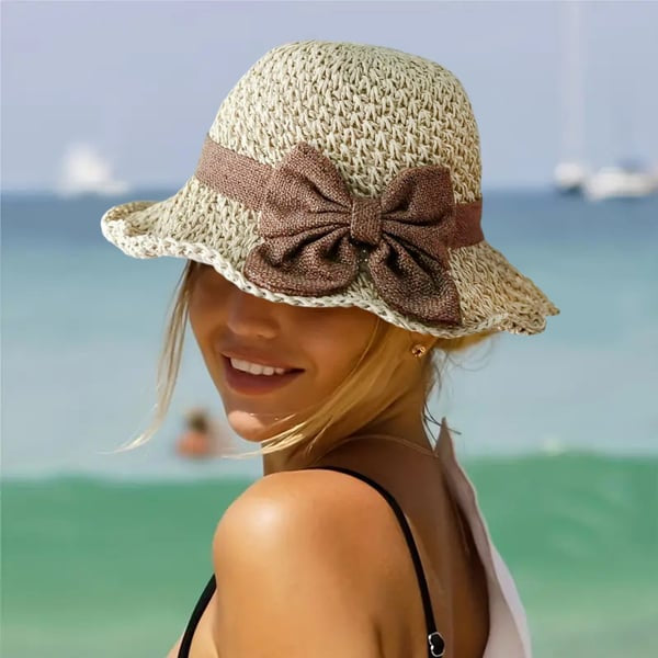 🧢 Nyní se slevou 50 %! 🌞 Elegantní pletený slaměný klobouk s mašlí – prodyšný a skládací, ideální volba na pláž i na cesty 👒