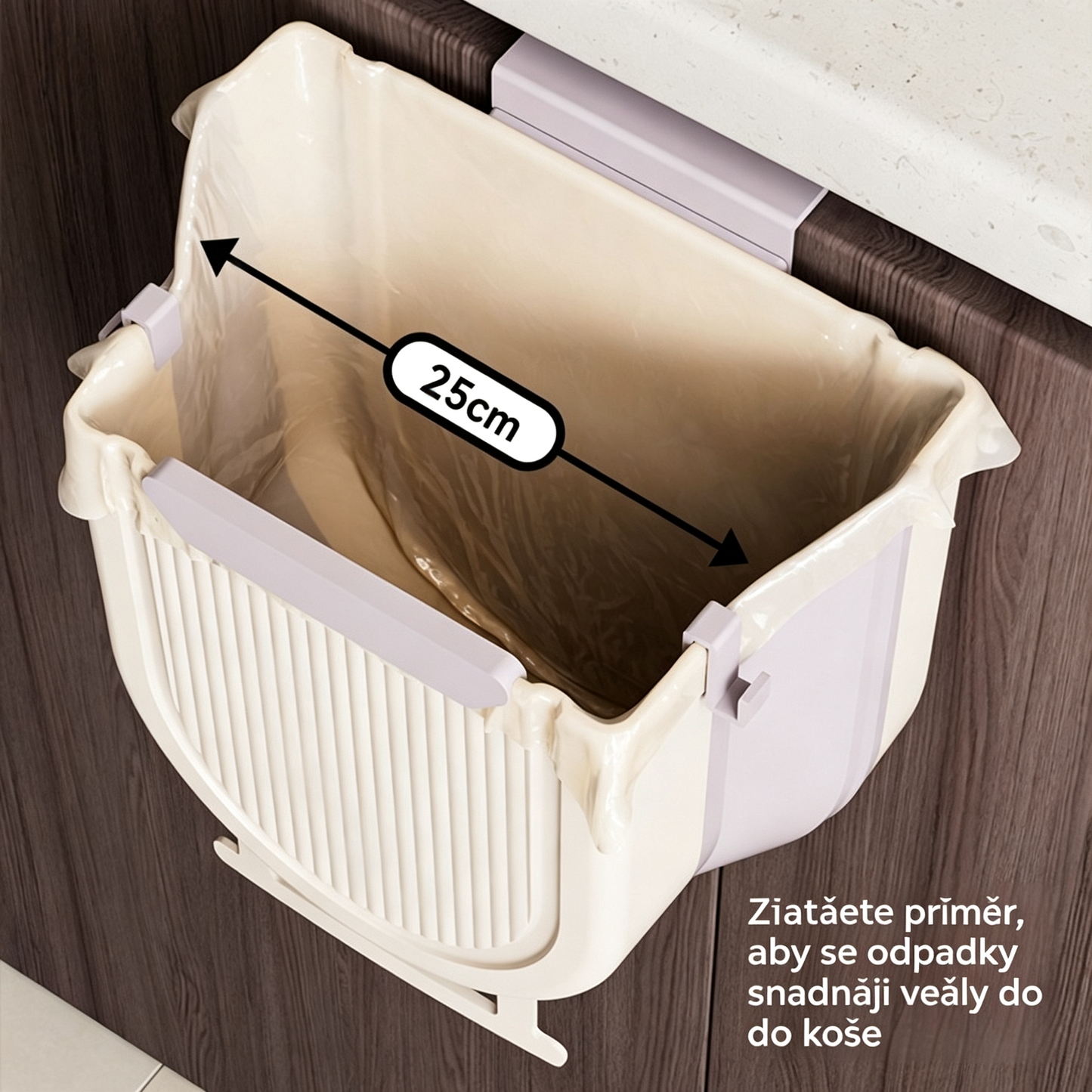 🗑️🚪Skládací závěsný kuchyňský odpadkový koš, závěsný odpadkový koš na dvířka domácích skříněk