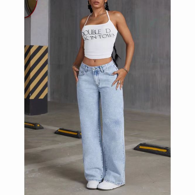👖【S-6XL】Dámské džíny s vysokým pasem a širokými nohavicemi 4237920