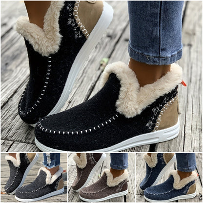 👞【36-43】2024 Jesienno-zimowe nowe damskie krótkie buty i śniegowce z podszewką pluszową-3796922