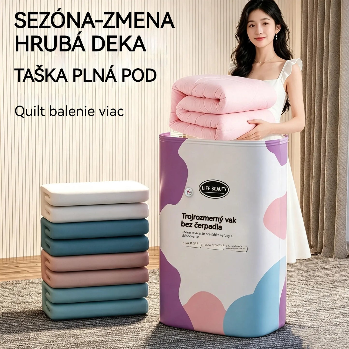 🧳⭐💨 Velké, flexibilní vakuové úložné sáčky: Není potřeba žádné vzduchové čerpadlo, nepropustné, ideální pro úsporu místa v kufru i doma ✈️
