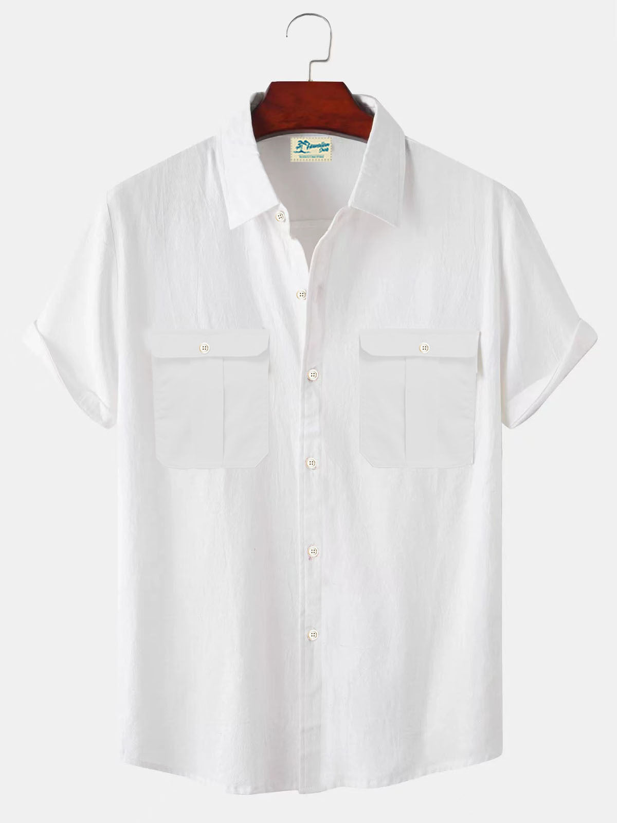 👔【M-5XL】Nová letní pánská jednobarevná lněná košile