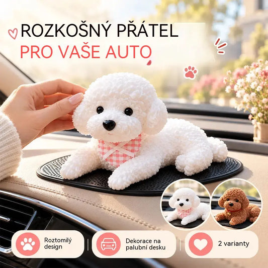 🐶⏳ Časově omezená nabídka: 1+1 ZDARMA (2 kusy) ⏳ · Roztomilé štěňátko – dekorace na palubní desku auta · Včetně protiskluzové podložky 🌟!