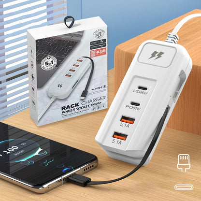 Cable de extensión USB y protector contra sobretensiones | Hub inteligente de 4 puertos con carga rápida de 30 minutos y protección contra sobretensiones | Mantén tu PC y equipo de viaje organizados 🎄✨ 4194024