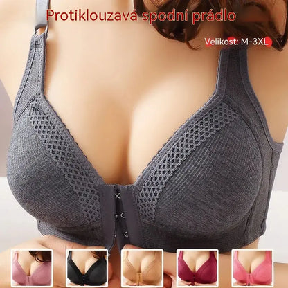 💕【3dílná sada】Prodyšná podprsenka bez kostic s předním zapínáním, zpevňující a proti povolení