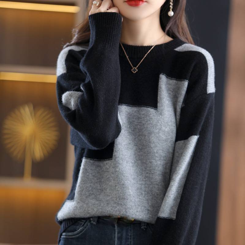 ☃️🎉【S-3XL】2024 nou pulover de cașmir de toamnă și iarnă, pulover scurt de lână, cu gât rotund, tricot, pulover largi