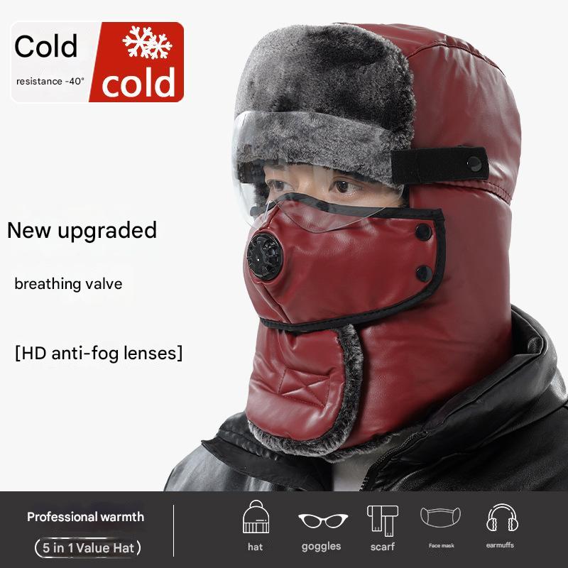 🔥🔥Unisex pogrubiona zimna czapka \ ochrona uszu i wiatroszczelna \ gogle zimowe ciepła bawełniana czapka 4202468