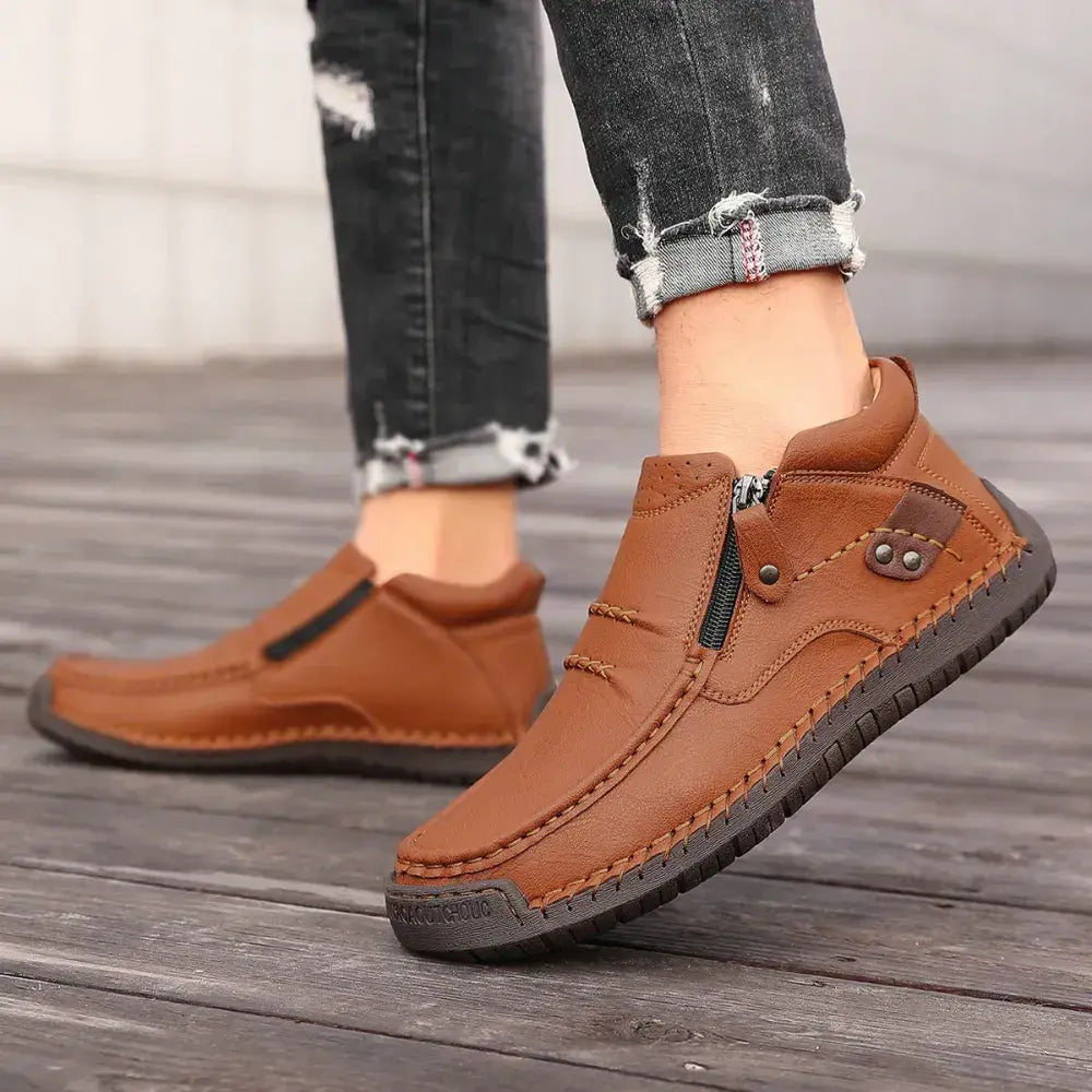 👞【 38–48】Pánské zimní zateplené boty na řízení, kvalitní kůže, ruční výroba, protiskluzová podrážka, široká špička a podpora klenby ✅ Platba na dobírku