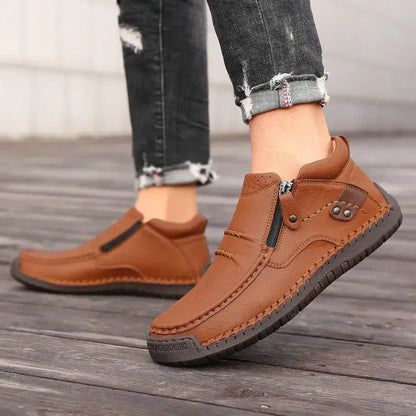 👞【 38–48】Pánské zimní zateplené boty na řízení, kvalitní kůže, ruční výroba, protiskluzová podrážka, široká špička a podpora klenby ✅ Platba na dobírku