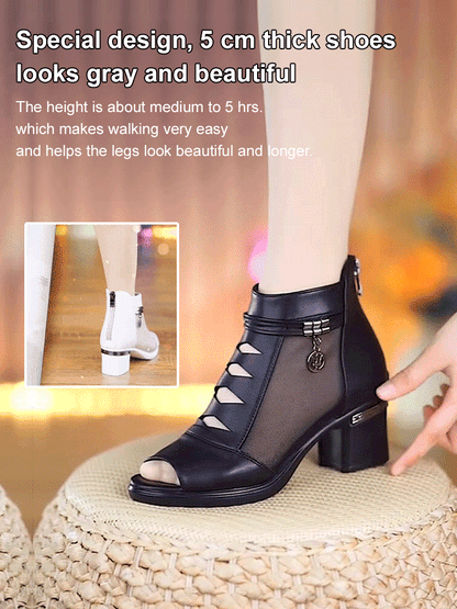 【35-40】✨Sandały z miękkiej skóry w jodełkę, na średnim obcasie👡-3713787