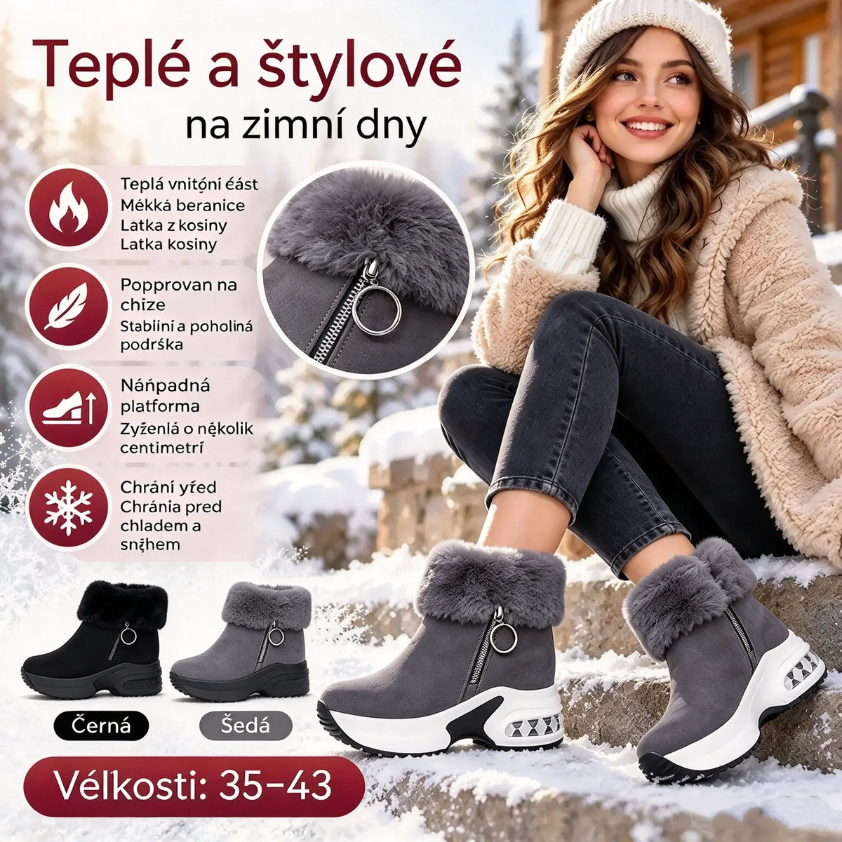 🔥😍【35–43】Dámské podzimní a zimní boty s robustní podrážkou, zateplené fleecem – teplé a pohodlné pro každodenní nošení