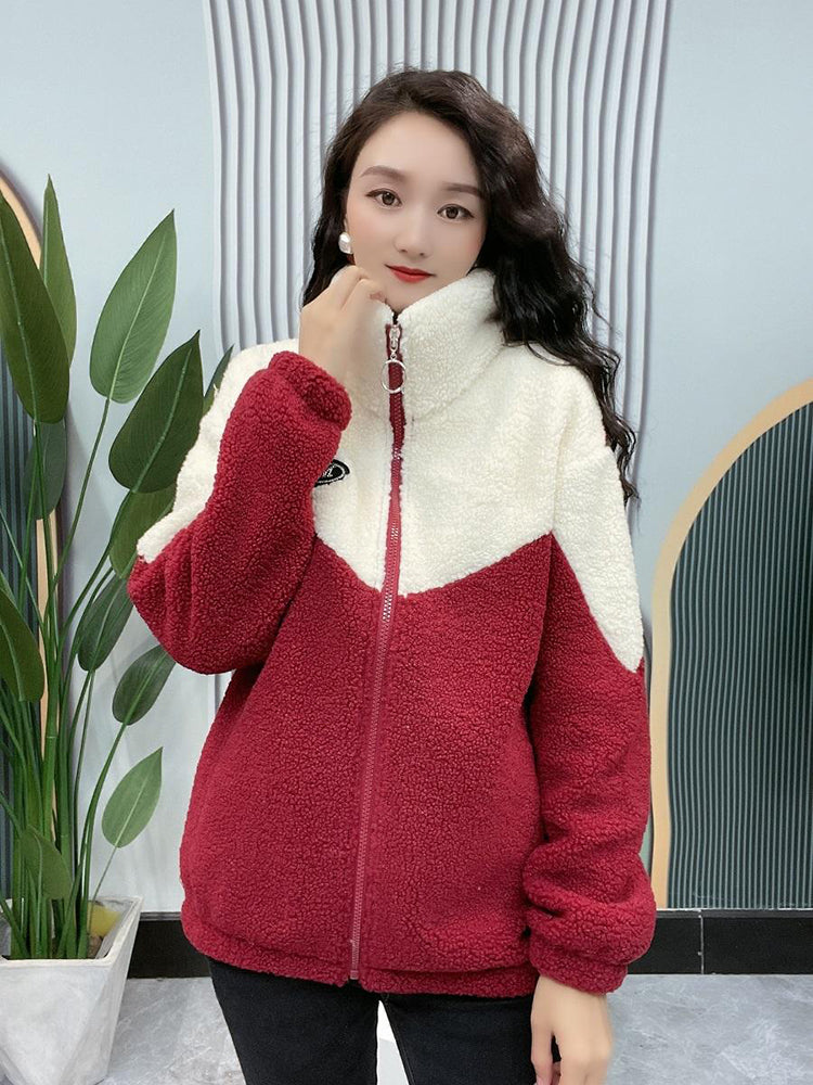 🔥🐏【M-4XL】Zimowa kurtka polarowa, kurtka bawełniana, wzmocniona kurtka bawełniana z wełny jagnięcej, ciepła kurtka-4126018
