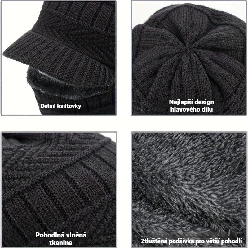 🎉Hotový prodej🎉: Jednodílná vlněná čepice, větruodolná a teplá, ideální pro outdoorové aktivity! 4162859