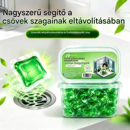 2 doboz (100 kapszula) 8400 Ft. Vízben oldódó kapszulák a lefolyószag megszüntetésére – tökéletes megoldás a szagok terjedésének megakadályozására a fürdőszobában és a konyhában.