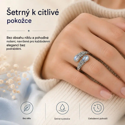 Poslední den! 50% sleva na retro prsten s květinovým motivem a měsíčním kamenem. Nastavitelná velikost. Nadčasová elegance.