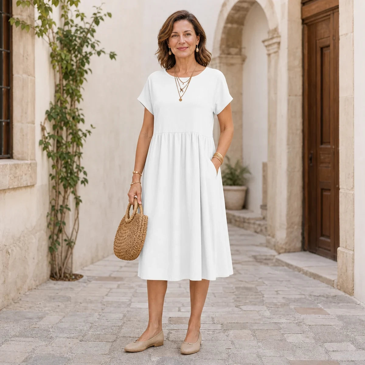 👗💖💖【S-5XL】Dámské šaty z bavlny a lnu 2026 s kulatým výstřihem a volným střihem